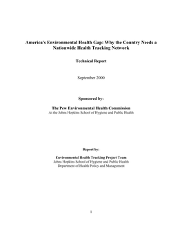 America's Environmental Health Gap: Why the Country Needs a Nationwide Health Tracking Network