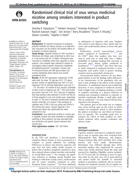 Randomised Clinical Trial of Snus Versus Medicinal Nicotine Among