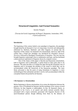 Structural Linguistics and Formal Semantics