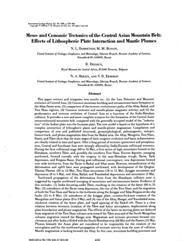 Meso- and Cenozoic Tectonics of the Central Asian Mountain Belt: Effects of Lithospheric Plate Interaction and Mantle Plumes