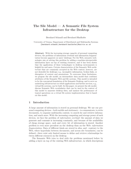 The Sile Model — a Semantic File System Infrastructure for the Desktop