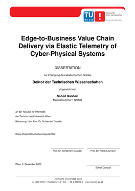 Edge-To-Business Value Chain Delivery Via Elastic Telemetry of Cyber-Physical Systems