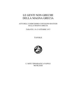 Le Genti Non Greche Della Magna Grecia