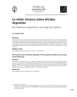 La Visión Chueca Sobre Alcides Arguedas De Intelectual Respetado a Enemigo De La Patria