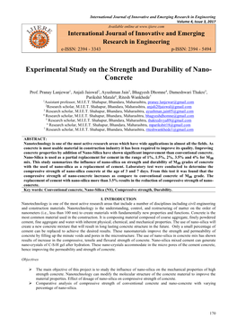 Experimental Study on the Strength and Durability of Nano- Concrete