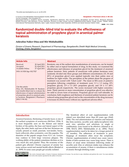 Randomized Double-Blind Trial to Evaluate the Effectiveness of Topical Administration of Propylene Glycol in Arsenical Palmer Keratosis