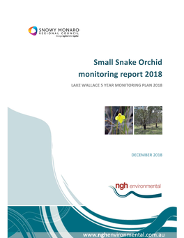 Small Snake Orchid Monitoring Report 2018 LAKE WALLACE 5 YEAR MONITORING PLAN 2018