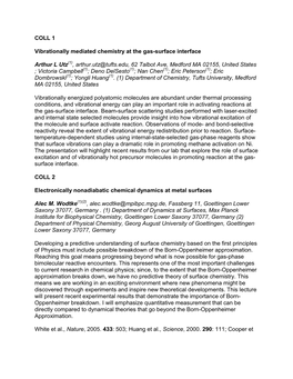 COLL 1 Vibrationally Mediated Chemistry at the Gas-Surface