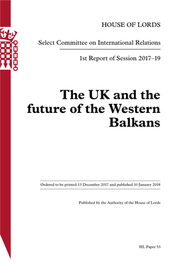 The UK and the Future of the Western Balkans