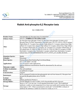 Rabbit Anti-Phospho-IL2 Receptor Beta-SL11300R-FITC