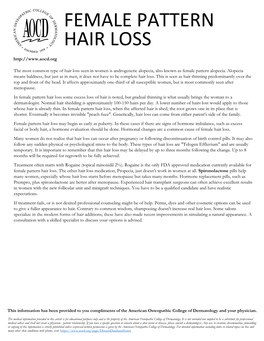 Female Pattern Hair Loss