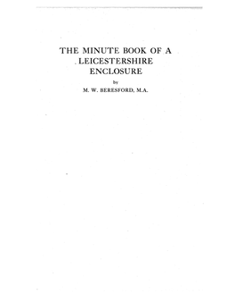 The Minute Book of a Leicestershire Enclosure Pp.293-315