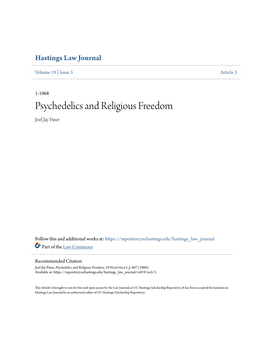 Psychedelics and Religious Freedom Joel Jay Finer