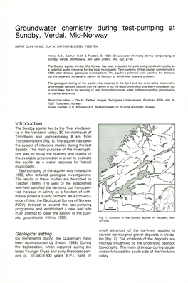 Groundwater Chemistry During Test-Pumping at Sundby, Verdal, Mid-Norway