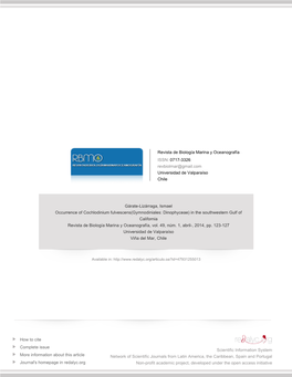 Redalyc.Occurrence of Cochlodinium Fulvescens(Gymnodiniales