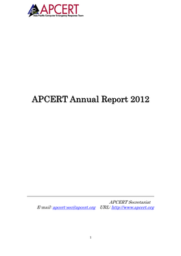 APCERT Annual Report 2012