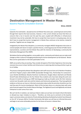 Destination Management in Wester Ross Baseline Reports Consultation Exercise Winter, 2019/20