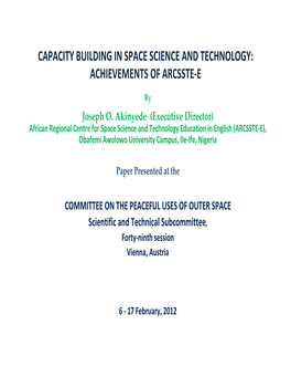 Capacity Building in Space Science and Technology: Achievements of Arcsste-E