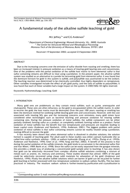 A Fundamental Study of the Alkaline Sulfide Leaching of Gold