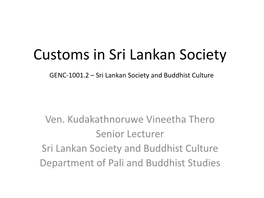 Customs in Sri Lankan Socity