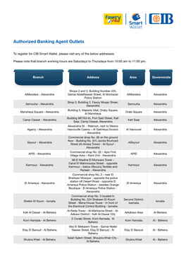Authorized Banking Agent Outlets