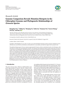 Genome Comparison Reveals Mutation Hotspots in the Chloroplast Genome and Phylogenetic Relationships of Ormosia Species