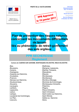 Plan De Prévention Des Risques Naturels Concernant Les Mouvements Différentiels De Terrain Liés Au Phénomène De Retrait-Gonflement Des Sols Argileux