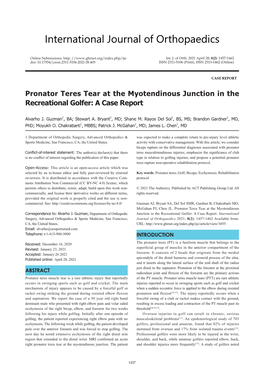 Pronator Teres Tear at the Myotendinous Junction in the Recreational Golfer: a Case Report