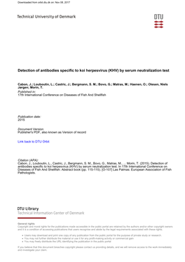 KHV) by Serum Neutralization Test