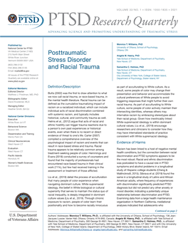 Posttraumatic Stress Disorder and Racial Trauma