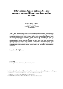 Differentiation Factors Between Free and Premium Among Different Cloud Computing Services