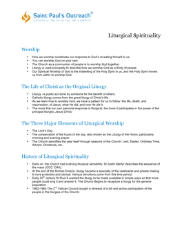 Liturgical Spirituality