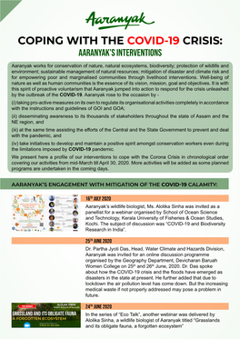 Coping with the Covid-19 Crisis: Aaranyak’S Interventions