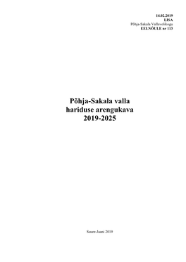Põhja-Sakala Valla Hariduse Arengukava 2019-2025