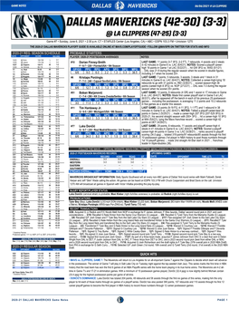 Dallas Mavericks (42-30) (3-3)