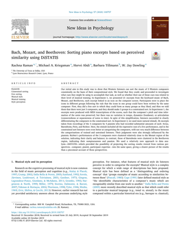 Bach, Mozart, and Beethoven: Sorting Piano Excerpts Based on Perceived Similarity Using Distatis
