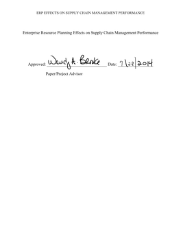 Enterprise Resource Planning Effects on Supply Chain Management Performance