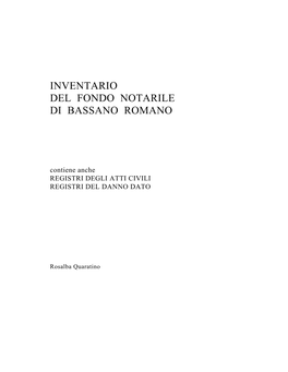 Archivio Notarile Comunale Di Bassano Romano