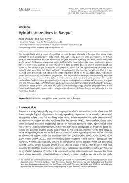 Hybrid Intransitives in Basque