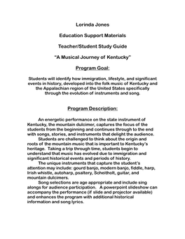 Musical Journey Study Guide for Teachers