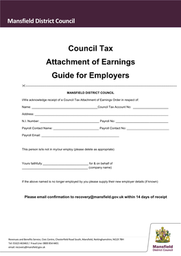 Council Tax Attachment of Earnings Guide for Employers