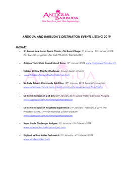 Antigua and Barbuda's Destination Events Listing