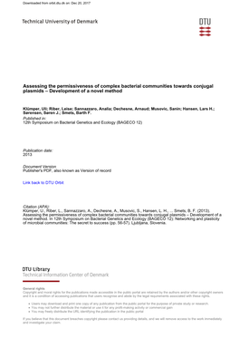 Assessing the Permissiveness of Complex Bacterial Communities Towards Conjugal Plasmids – Development of a Novel Method