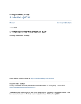 Monitor Newsletter November 23, 2009