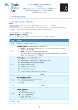 TDL Edinburgh Working Group Programme