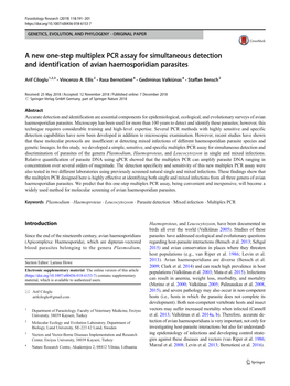 A New One-Step Multiplex PCR Assay for Simultaneous Detection and Identification of Avian Haemosporidian Parasites