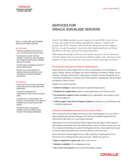 Services for Oracle Sun Blade Servers