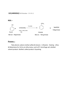 121)ANISOLE( ROS :- Process