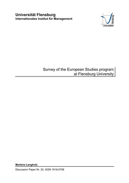 Universität Flensburg Survey of the European Studies Program At