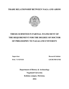 Trade Relationship Between Naga and Ahom Thesis